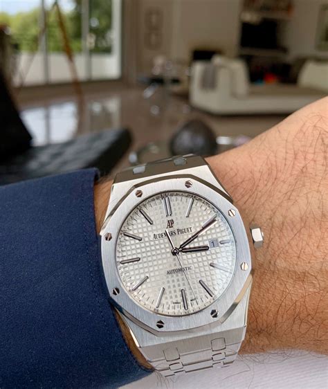 audemars piguet royal oak white strap|Audemars Piguet 44mm strap.